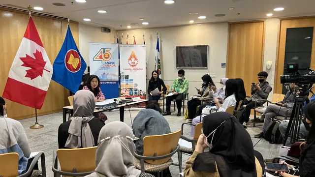 Konferensi pers Mendag Canada dalam kunjungannya ke Indonesia. (Dok. Embassy of Canada)