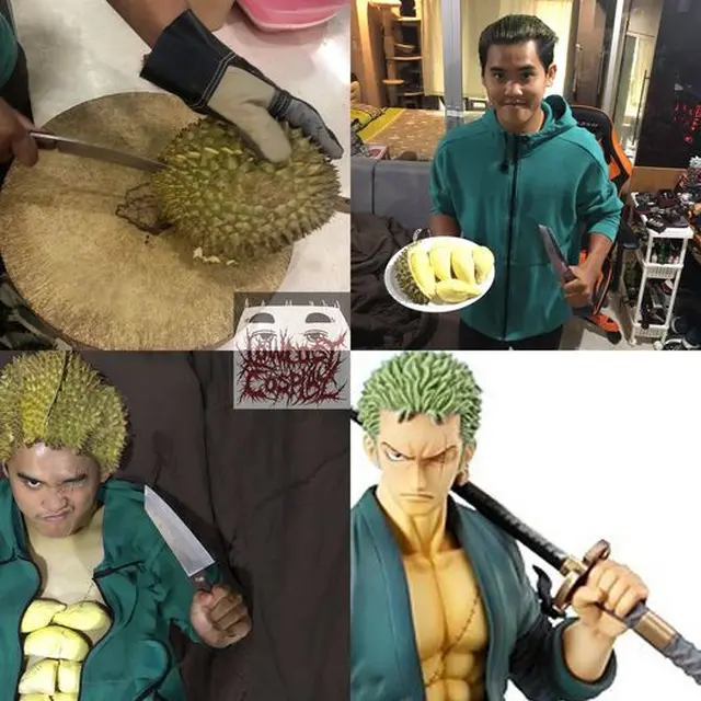 6 Cosplay Low Budget Pakai Nanas dan Durian Ini Absurd Banget