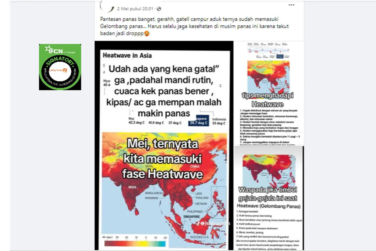 Tangkapan layar klaim Indonesia memasuki fase gelombang panas.