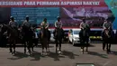 Para personel kepolisian itu disiagakan guna mengantisipasi adanya pendemo yang melakukan tindakan anarkis, Jakarta, (25/9/14). (Liputan6.com/Johan Tallo)