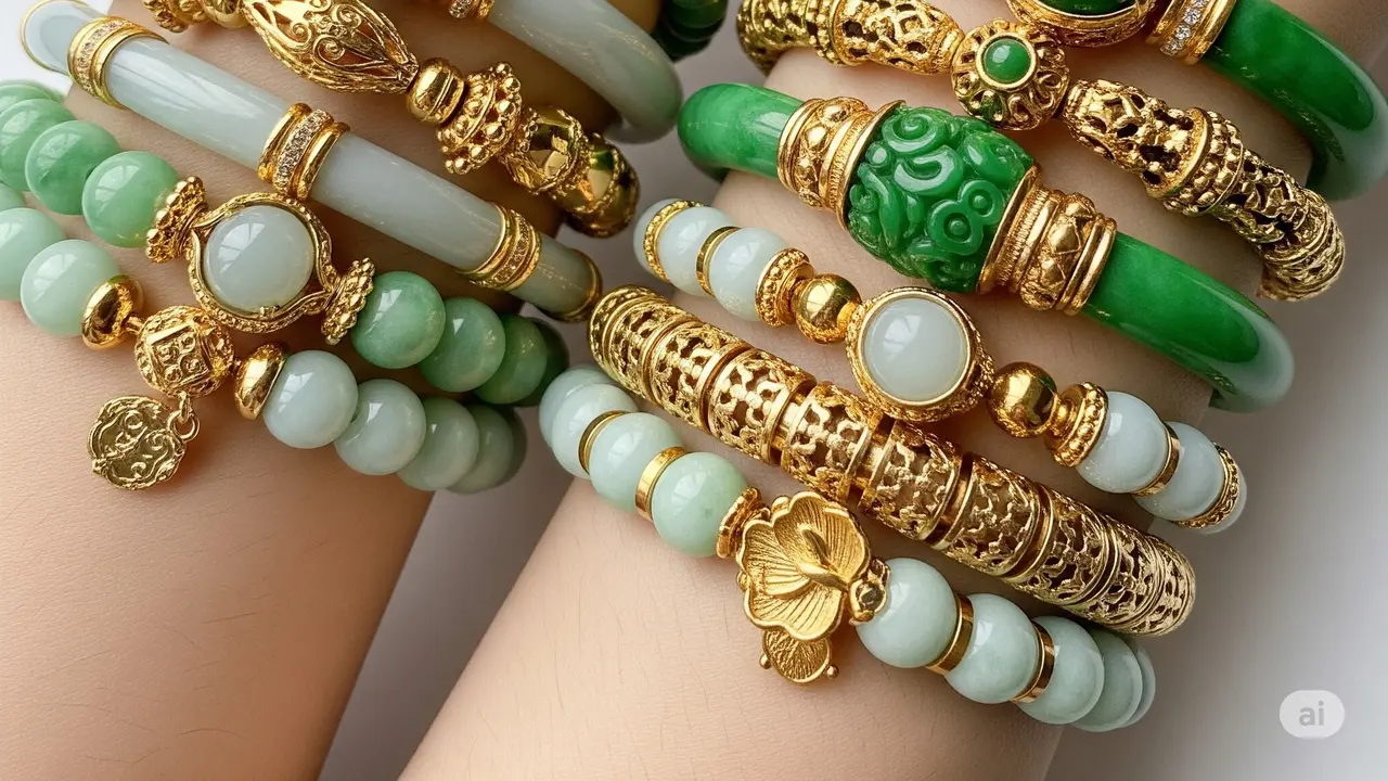 6 Model Gelang Giok Kombinasi Emas yang Elegan dan Mewah