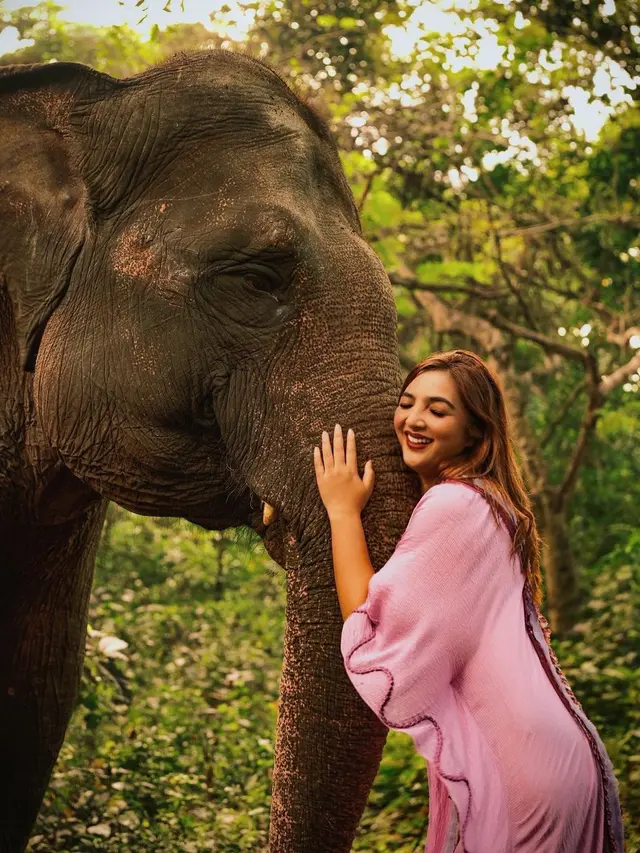 7 Pemotretan Ashanty Bersama Gajah di Bali Ini Curi Perhatian