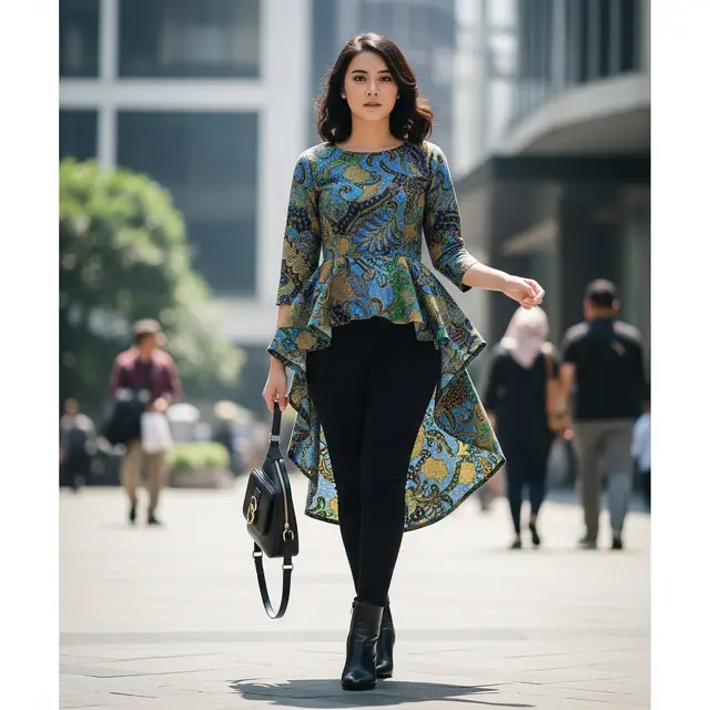 Asimetris High-Low + Legging Hitam