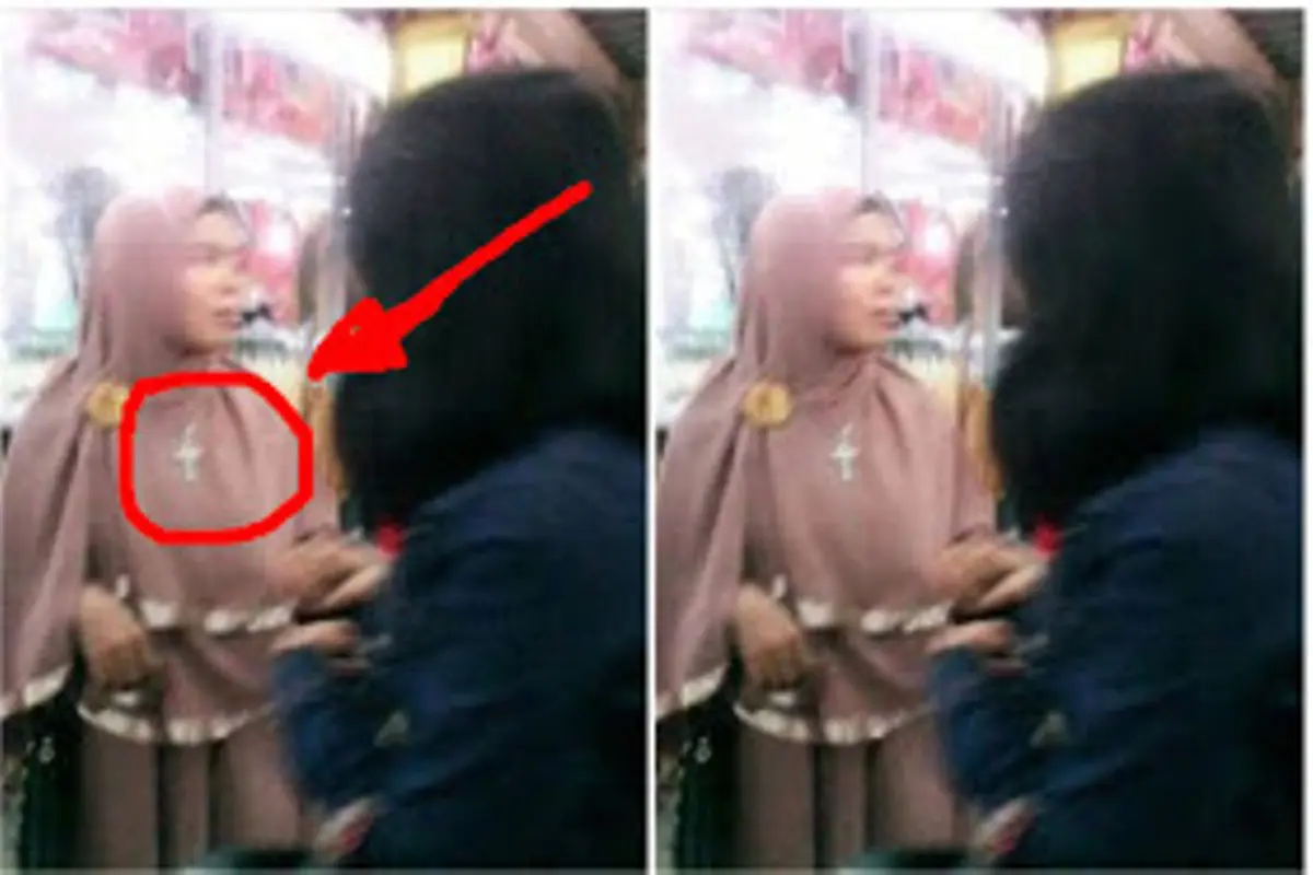 Perempuan Berjilbab Syari Pakai Kalung Salib Hebohkan Netizen