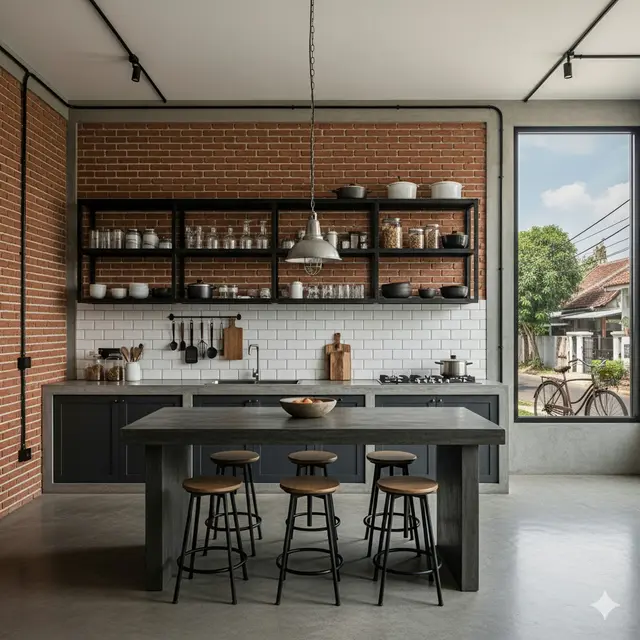 Dapur Rumah Minimalis Murah dengan Meja Keramik