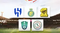 Ilustrasi - Logo Al Nassr, Al Ittihad, Al Hilal, Al Ahli, Al Ettifaq (Bola.com/Adreanus Titus)