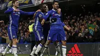 Diego Costa mencetak gol ke gawang Hull City dalam penampilan ke-100 bersama Chelsea. (Adrian DENNIS / AFP)