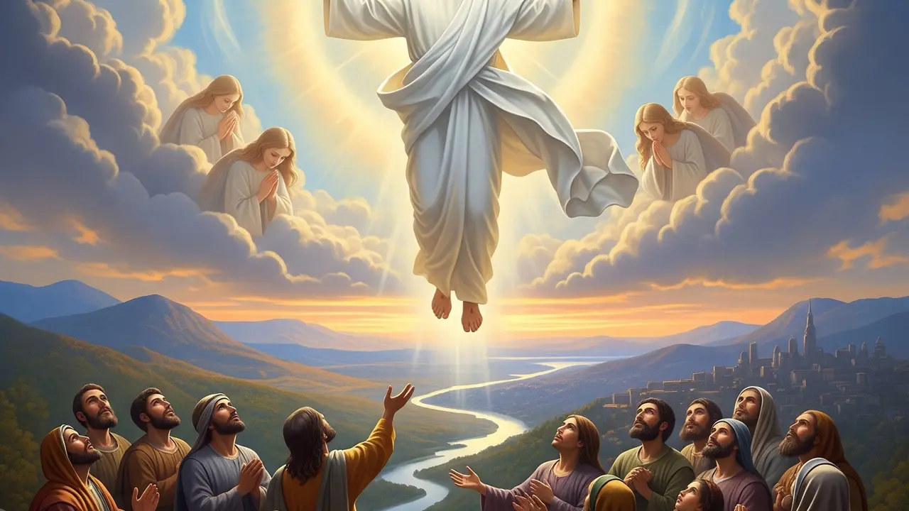 Background Kenaikan Yesus Kristus (Image by Gemini AI)