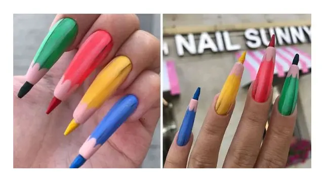 Unik, Desain Kutek Kuku Ini Terbuat dari Pensil Warna Sungguhan