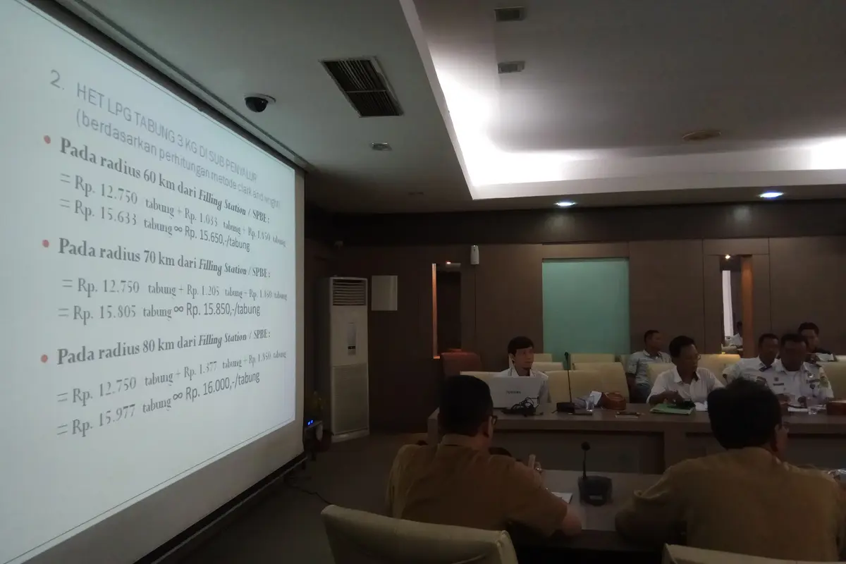 Rapat usulan kenaikan HET gas elpiji yang digelar di Pemprov Sumsel (Liputan6.com / Nefri Inge)
