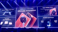 Huawei resmi meluncurkan seri smartphone lipat tiga pertama di dunia secara global, Huawei Mate XT di Kuala Lumpur, Malaysia pada Selasa, 18 Februari 2025. (Liputan6.com/Tasha)