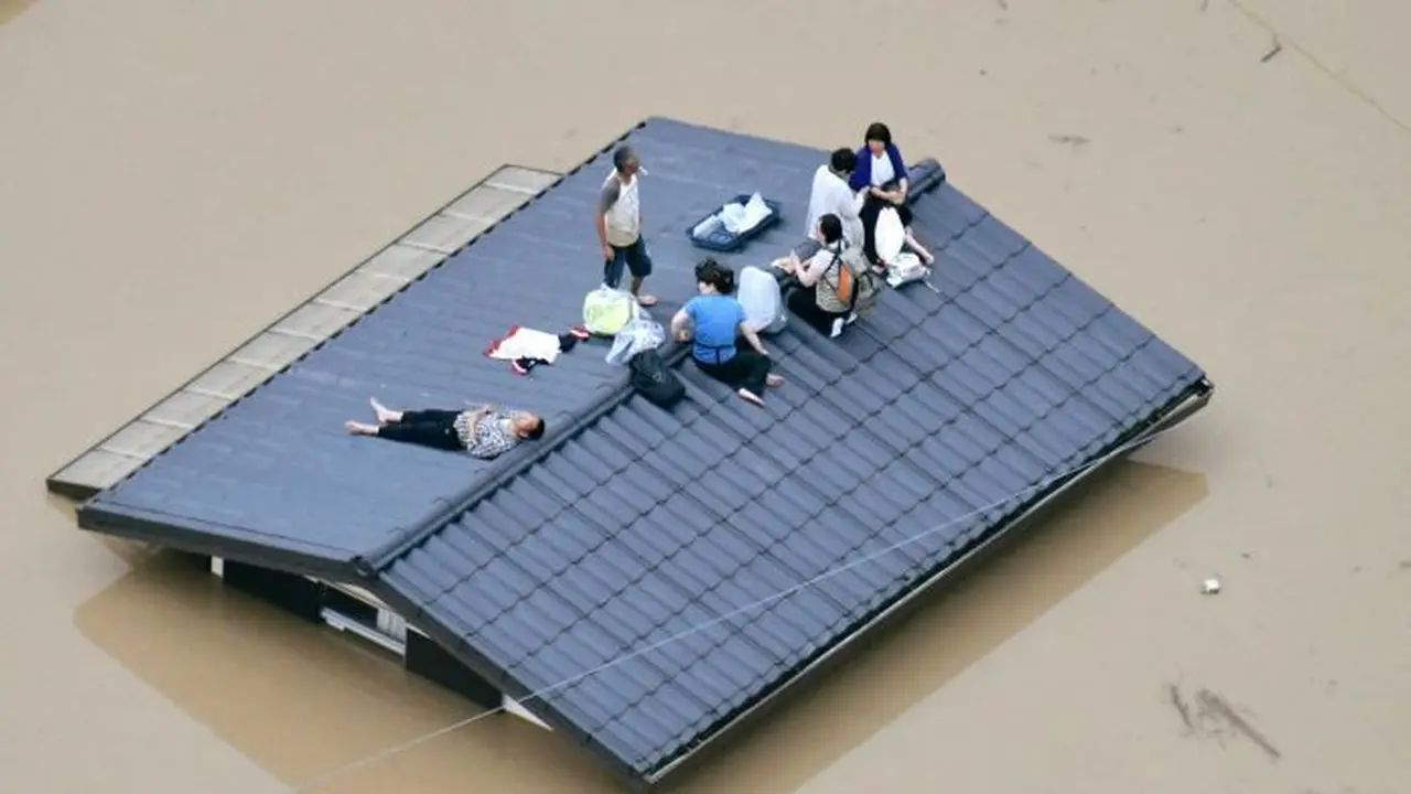 Banjir di Jepang akhir pekan ini (8/7) (Kyodo News Agency)