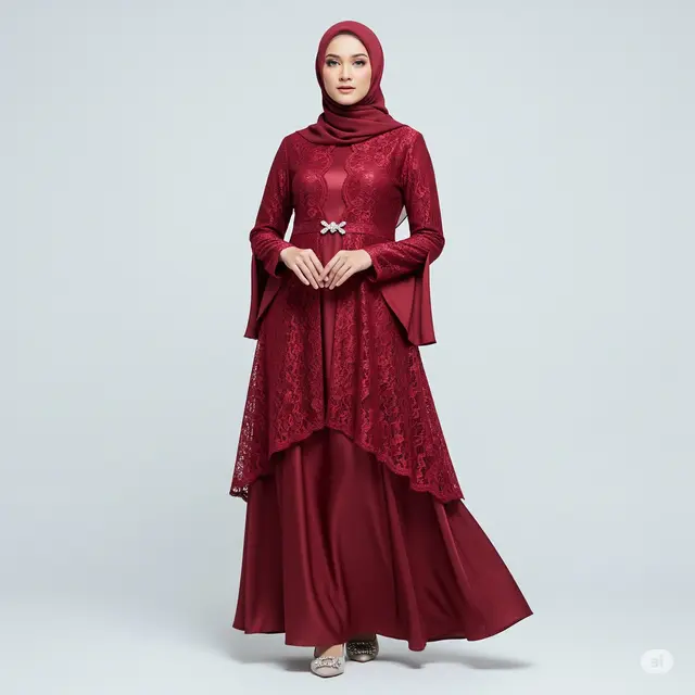 7 Model Gamis Brokat Lengan Belah Terpopuler untuk Tampil Anggun dan Modern