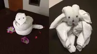 9 Potret Kocak Handuk di Kamar Hotel dengan Bentuk Binatang Ini Lucu Banget