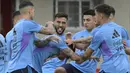 Ini juga menjadi pertandingan pertama La Albiceleste usai jadi kampium Piala Dunia 2022 kemarin. (Photo by JUAN MABROMATA / AFP)
