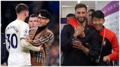 Foto kolase kiri saat Son Heung-min menyapa rekan setimnya Rodrigo Bentancur usai laga Tottenham melawan Leeds United, Sabtu (12/11/2022). Sedangkan kanan ketika Son Heung-min yang membela Korea Selatan berjalan bersama Rodrigo Bentancur yang membela Timnas Uruguay usai pertandingan Uruguay melawan Korea Selatan di Grup H Piala Dunia 2022 yang berlangsung di Education City Stadium, Qatar, Kamis (24/11/2022). (Foto-foto: (AP via PA/John walton, Bola.com/Hendry Wibowo)