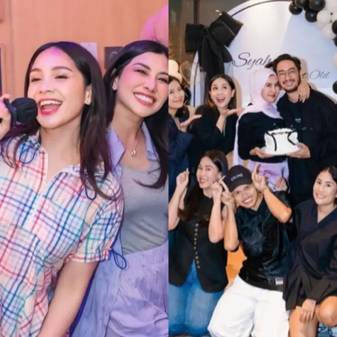 Tampilan Nagita Slavina saat Memberikan Kejutan Ulang Tahun Nisya Ahmad dan Syahnaz Sadiqah
