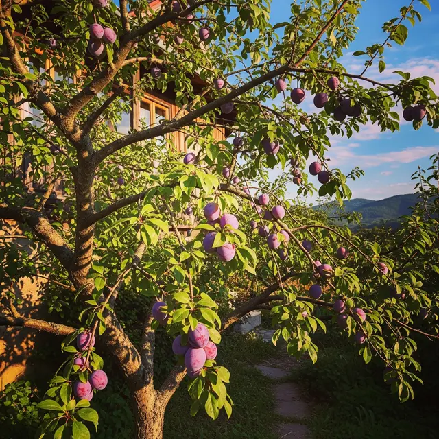 Ilustrasi Pohon Buah Plum