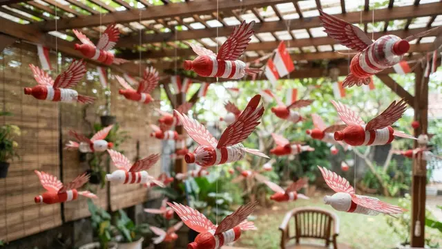 Ide Hiasan 17 Agustus dari Botol Plastik Bekas