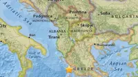 Peta gempa bumi di Yunani. (USGS)