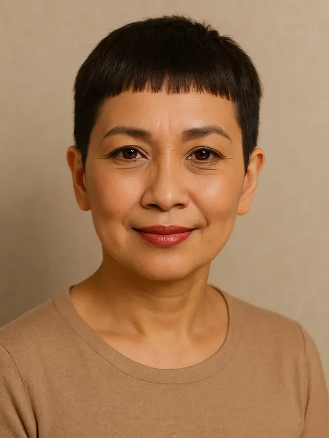 Model Rambut Poni Penuh untuk Ibu-Ibu Usia 50 Tahun (Foto: ChatGPT)