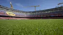 Proses peremajaan Camp Nou sendiri masih akan terus berlanjut, dengan target penyelesaian pada tahun 2026. (AFP/Josep Lago)