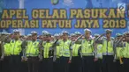 Sejumlah polisi lalu lintas mengikuti apel Operasi Patuh Jaya 2019 di Lapangan Promoter Polda Metro Jaya, Jakarta, Kamis (29/8/2019). Polda Metro Jaya menggelar operasi lalu lintas bersandi Operasi Patuh Jaya 2019 selama 14 hari dari 29 Agustus hingga 11 September 2019. (merdeka.com/Imam Buhori)