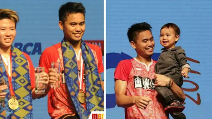 Tontowi Ahmad/Liliyana Natsir dan Danish Arsenio Ahmad/merdeka.com/arie basuki.