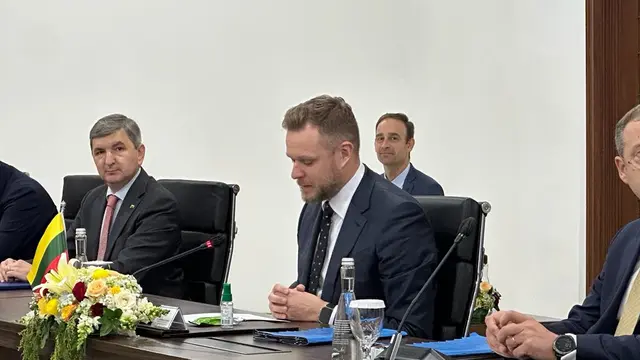 Menteri Luar Negeri Lithuania Gabrielius Landsbergis, Senin (30/10/2023). (Liputan6/Benedikta Miranti)