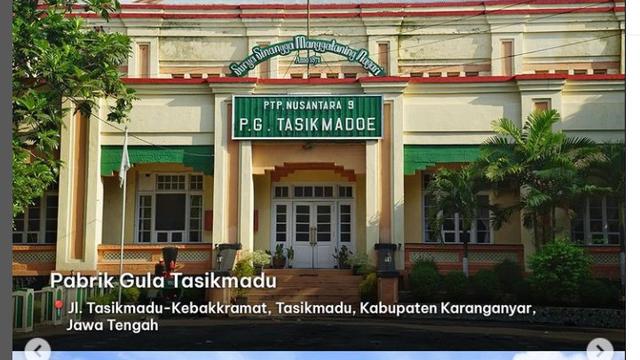 Pabrik Gula Tasikmadu di Kabupaten Karanganyar, Jawa Tengah.