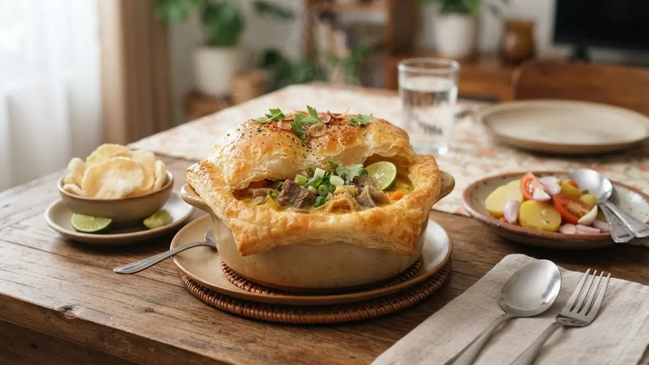 Resep Soto Betawi Pot Pie, Perpaduan Kuah Gurih dan Pastry Renyah