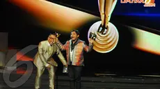 Jeremy Teti akhirnya diganjar Panasonic Gobel Awards untuk kategori presenter berita dan talk show di Jakarta Convention Center (JCC), Jakarta, Sabtu (5/4/14)(Liputan6.com/Miftahul Hayat)