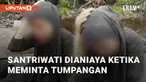 Santriwati pondok di Pintasan, Riau menunggu tumpangan ke Dermaga BDL. Senin (27/5/2024). Pria penjaring ikan yang tak dikenal berikan tumpangan ke santriwati