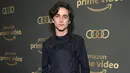 Harness Louis Vuitton yang berkilauan dan dikenakan oleh Timothee Chalamet di Golden Globes 2019 dirancang sendiri oleh Virgil Abloh. Siluet baju zirah yang sama dan populer pernah dirancangnya untuk Michael B. Jordan. Foto: Forbes.