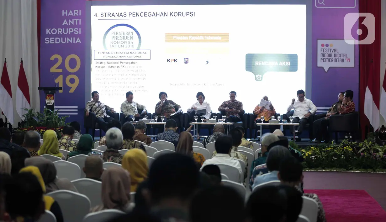 Suasana acara "KPK Mendengar" dalam rangka peringatan anti korupsi sedunia di Gedung KPK, Jakarta, Senin (9/12/2019). KPK menggelar peringatan Hakordia 2019 dengan tema “Bersama Melawan Korupsi Mewujudkan Indonesia Maju”. (Liputan6.com/Faizal Fanani)