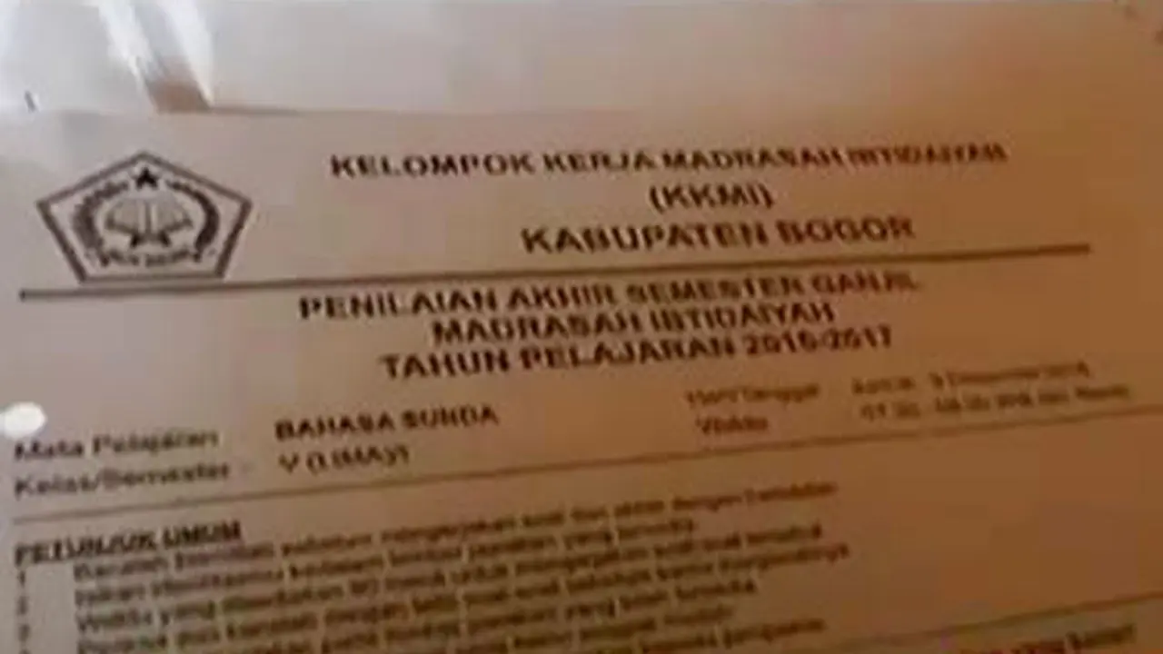Soal Ujian SD Memuat Unsur Porno