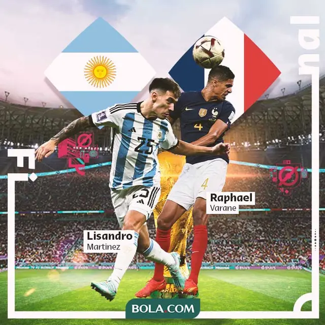Piala Dunia - Argentina Vs Prancis - Lisandro Martinez Vs Raphael Varane