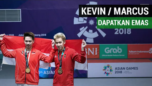 Ganda putra Indonesia, Kevin Sanjaya / Marcus Gideon berhasil meraih medali emas usai menyingkirkan Fajar / Rian.