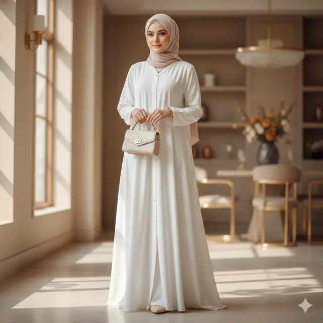 Model Gamis Abaya Putih yang Elegan
