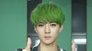 Sehun EXO dikenal sebagai idol yang kerap berganti-ganti warna rambut. Ia pernah mewarnai rambutnya dengan warna hijau. (Foto: Koreaboo.com)