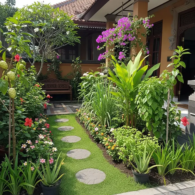 Model Halaman Depan Rumah dengan Tanaman TOGA