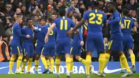 Selebrasi pemain Chelsea usai mencetak gol ke gawang Nottingham Forest. Chelsea menang 2-0 pada babak ketiga Piala FA, Minggu (5/1/2020).