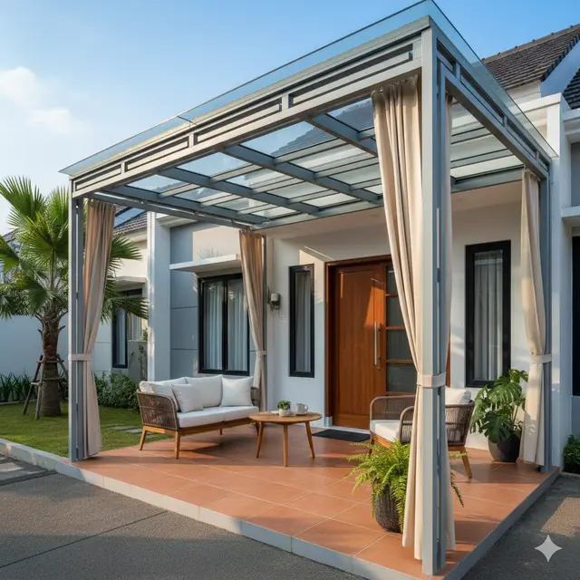 Model Teras dengan Pergola Sederhana (Foto: Gemini AI)