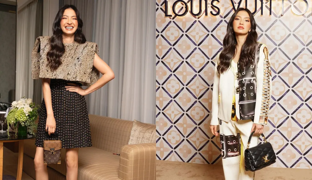 Raline Shah terlihat fashionable dengan dua gaya berbeda mengenakan outfit dan tas Louis Vuitton [@ralineshah]