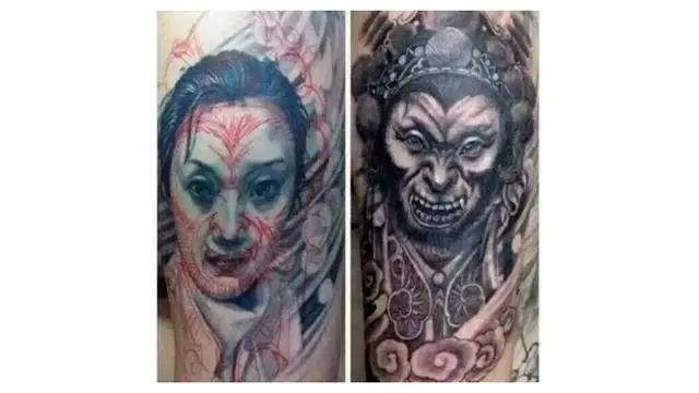 Efek Putus Cinta, 6 Tato Wajah Pacar Cewek Ini Diubah Jadi Seram