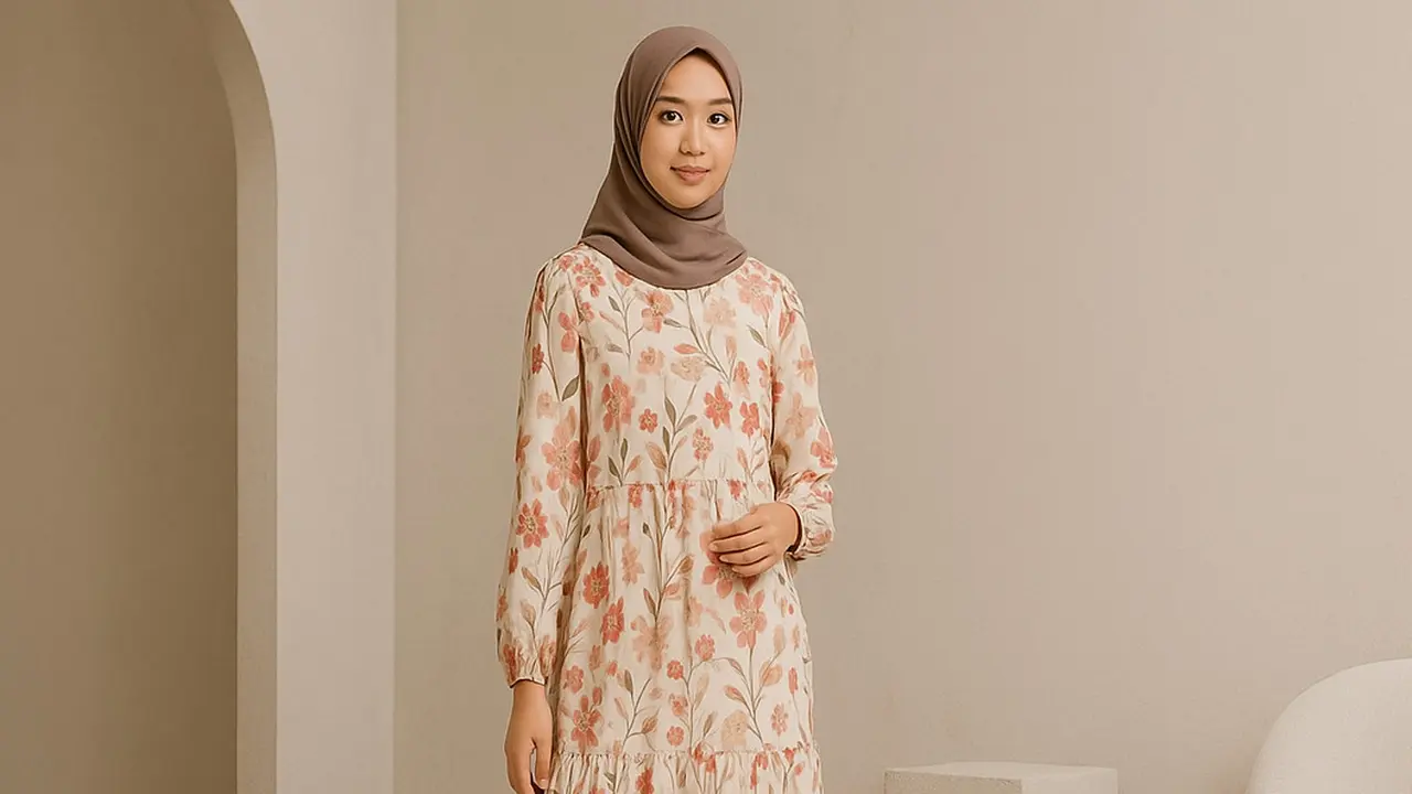 Model Gamis Motif Bunga Kekinian untuk Remaja/Ilustrasi gambar oleh AI