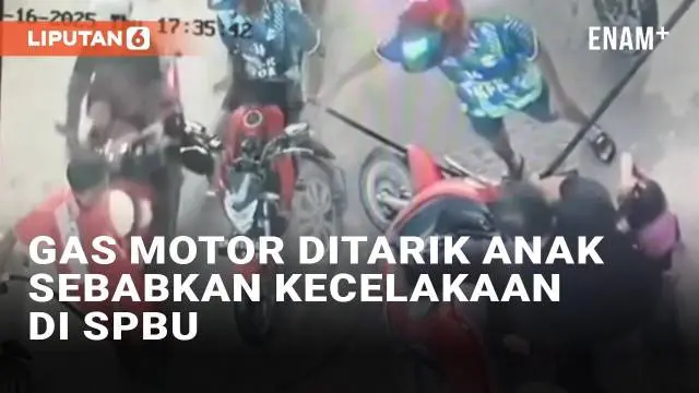 VIDEO: Gas Motor Ditarik Anak Sebabkan Kecelakaan di SPBU, Motor Terlilit Selang BBM