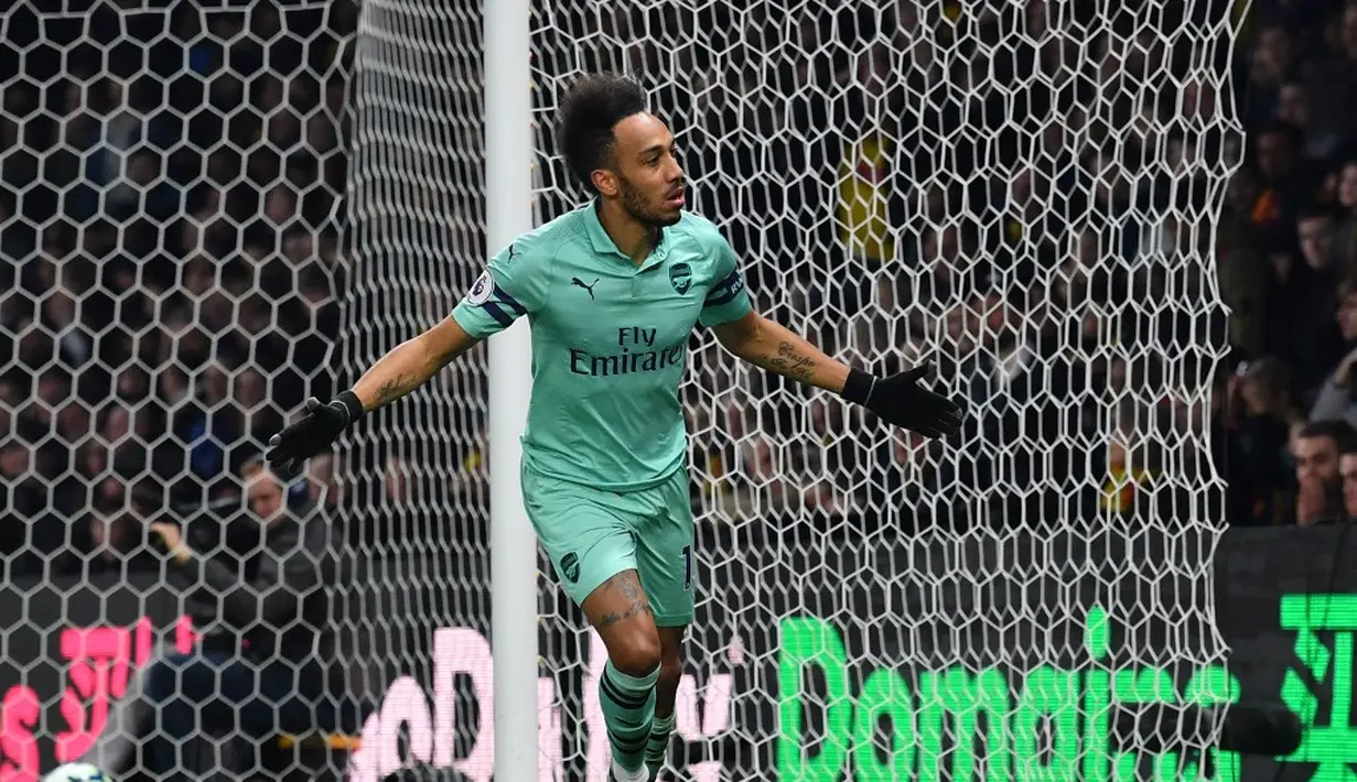 4. Pierre-Emerick Aubameyang (Arsenal) - 19 gol dan 5 assist (AFP/Ben Stansall)