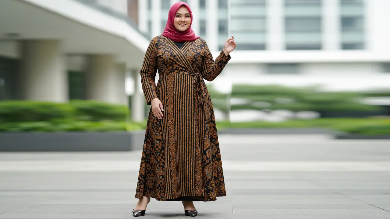Model Gamis Batik Buat Orang Gemuk