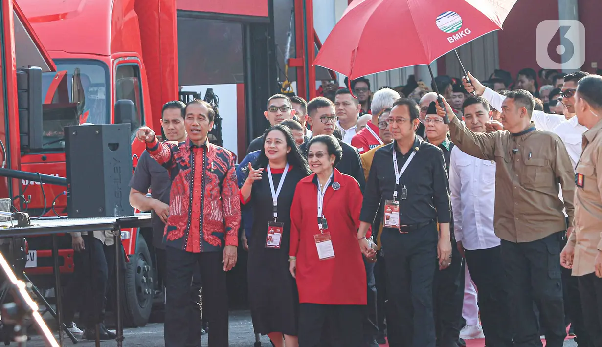 Sementara, sejumlah menteri dan kepala lembaga negara dari Kabinet Indonesia Maju terpantau menghadiri Rapat Kerja Nasional (Rakernas) IV PDI Perjuangan yang dilaksanakan di JIExpo, Kemayoran, Jakarta, Jumat (29/9/2023). (Liputan6.com/Angga Yuniar)